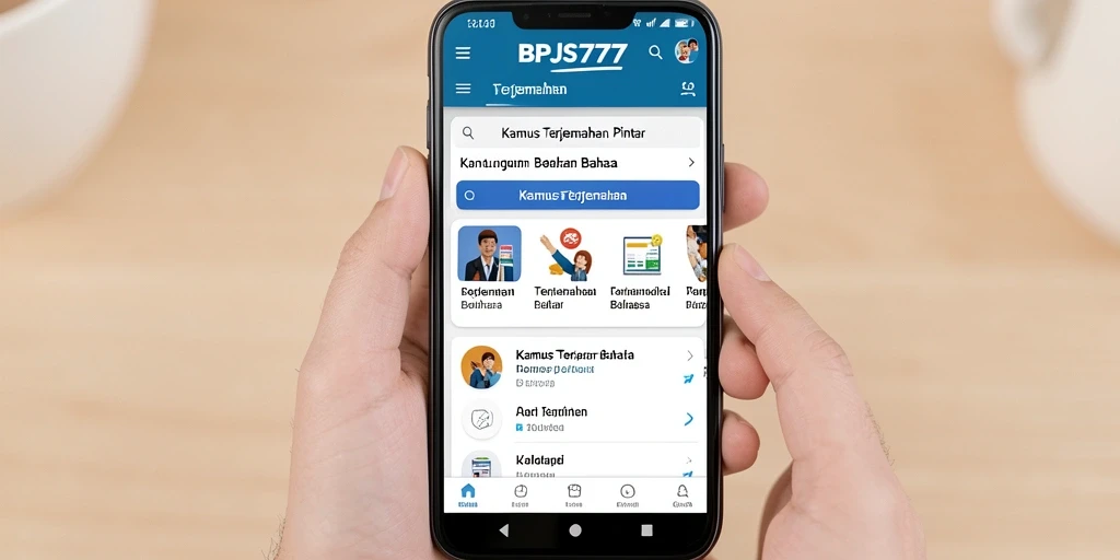 Antarmuka pengguna yang sederhana dan intuitif dari BPJS777 untuk Kamus Terjemahan.