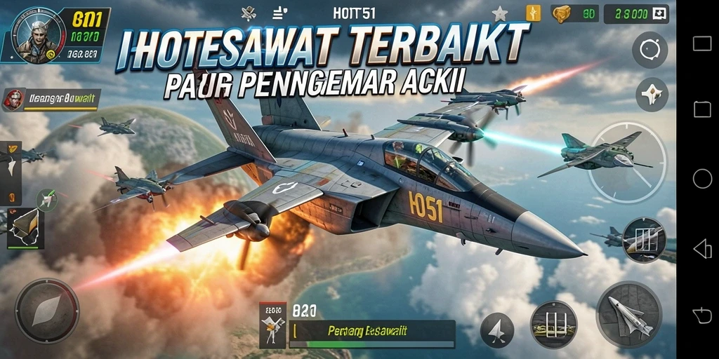 Tampilan antarmuka game HOT51 dengan fungsionalitas Perang Pesawat yang epik.