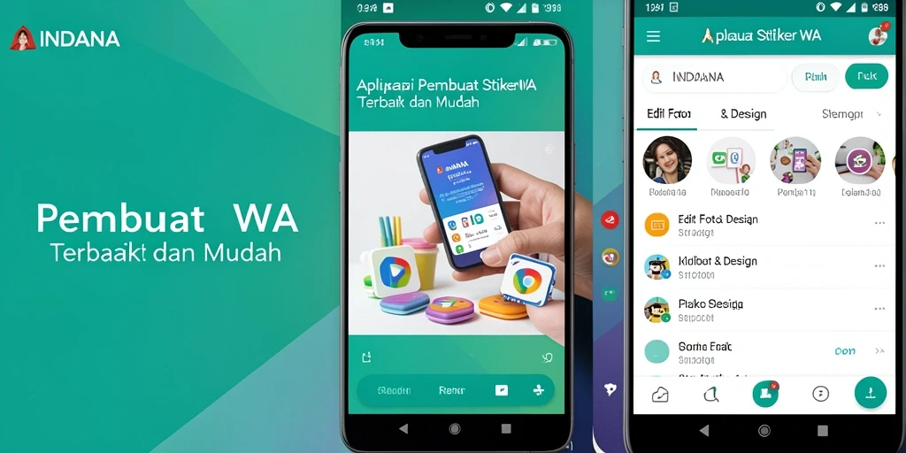 Antarmuka aplikasi INDAAA untuk pembuat stiker WA yang user-friendly.