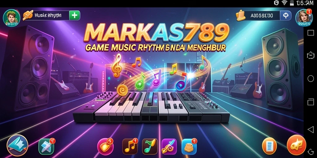 Tampilan antarmuka permainan Musik Rhythm yang menarik dan interaktif.