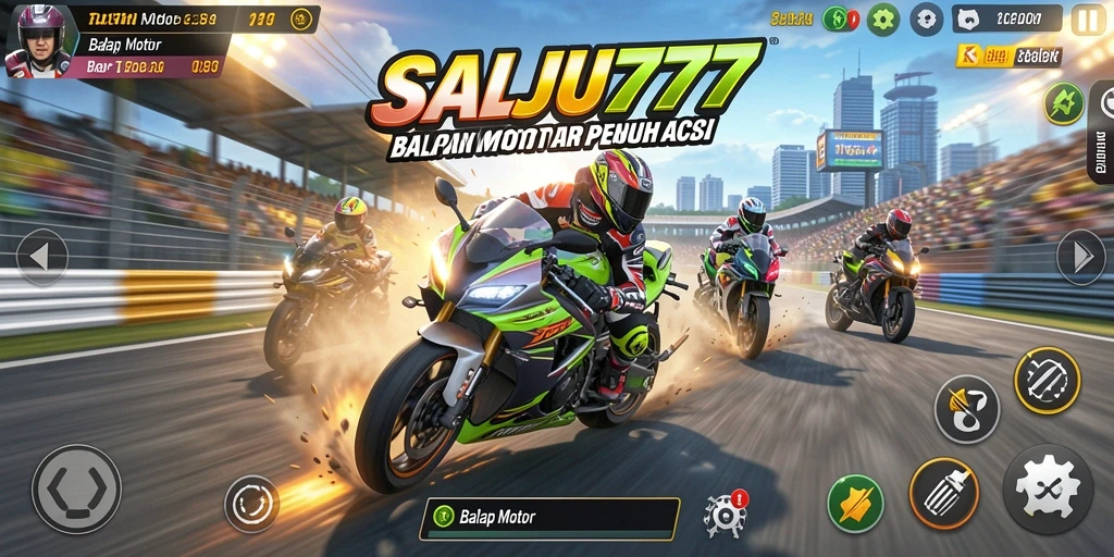 Antarmuka balapan motor yang menarik dan interaktif.