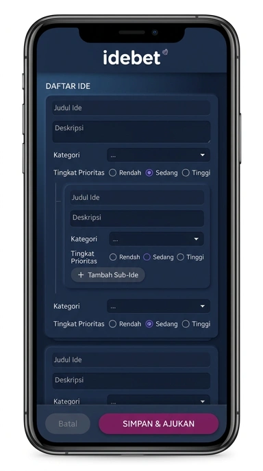 Tampilan halaman daftar idebet